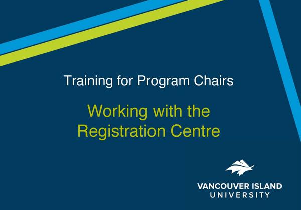opening screen for chairs training working with the registration centre