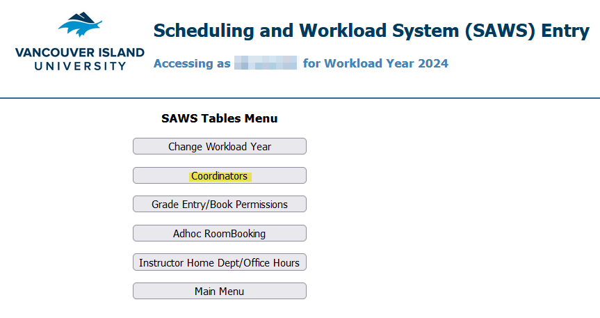SAWS Tables Menu