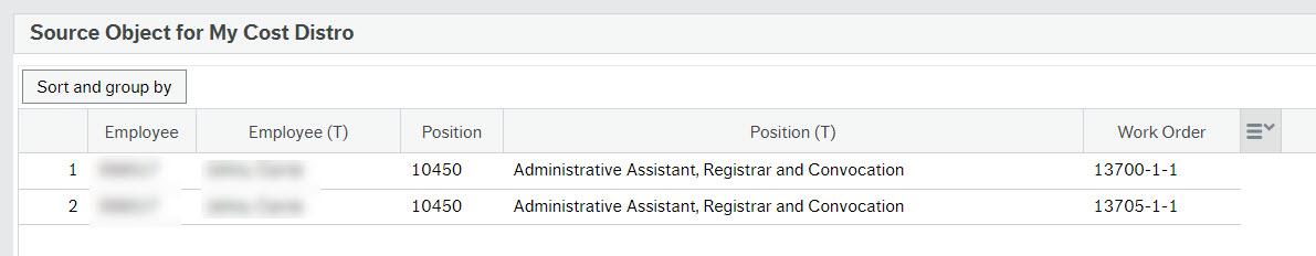 Screenshot of My Timesheet Work Orders report