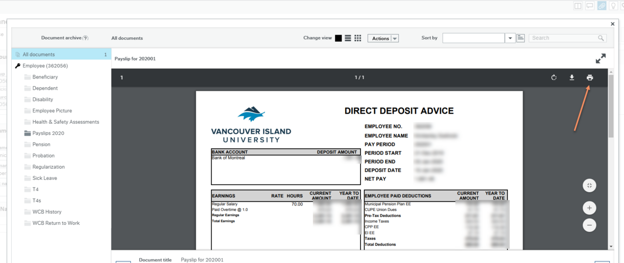 Print payslip