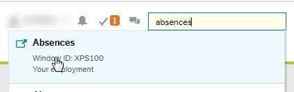 Screenshot of Absences in search bar