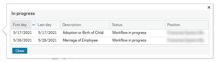 Screenshot of approved request window