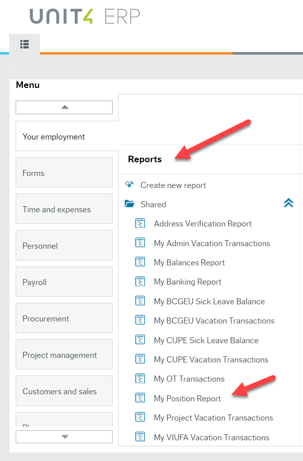 My Position Report location under Reports/Shared